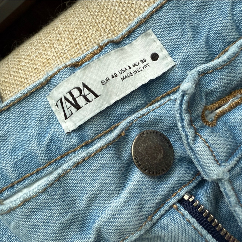 Zara Sky Blue Denim Trousers